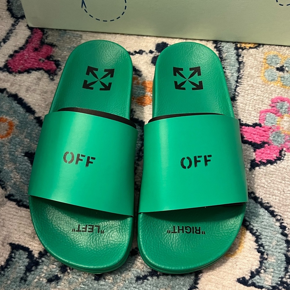 Off-White Green Slides